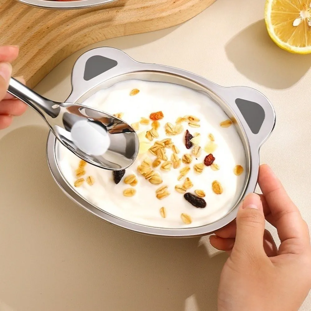 316 Stainless Steel Kid Meal Bowl Cute Bear Design Anti Scalding Kid Dinner Bowl Eco-Friendly 350ML Capacity Salad Bowl