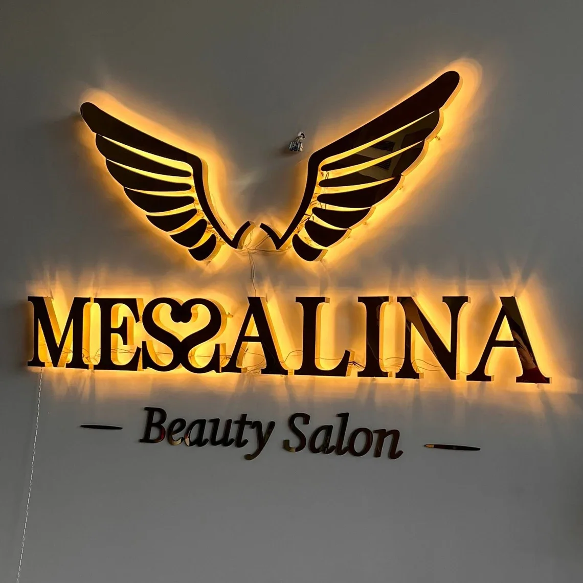 

Custom illuminated Signs 3D Backlit Signs For Wall Business Logo Salon Metal Storefront Sign Reception Office Laser Cut Sign