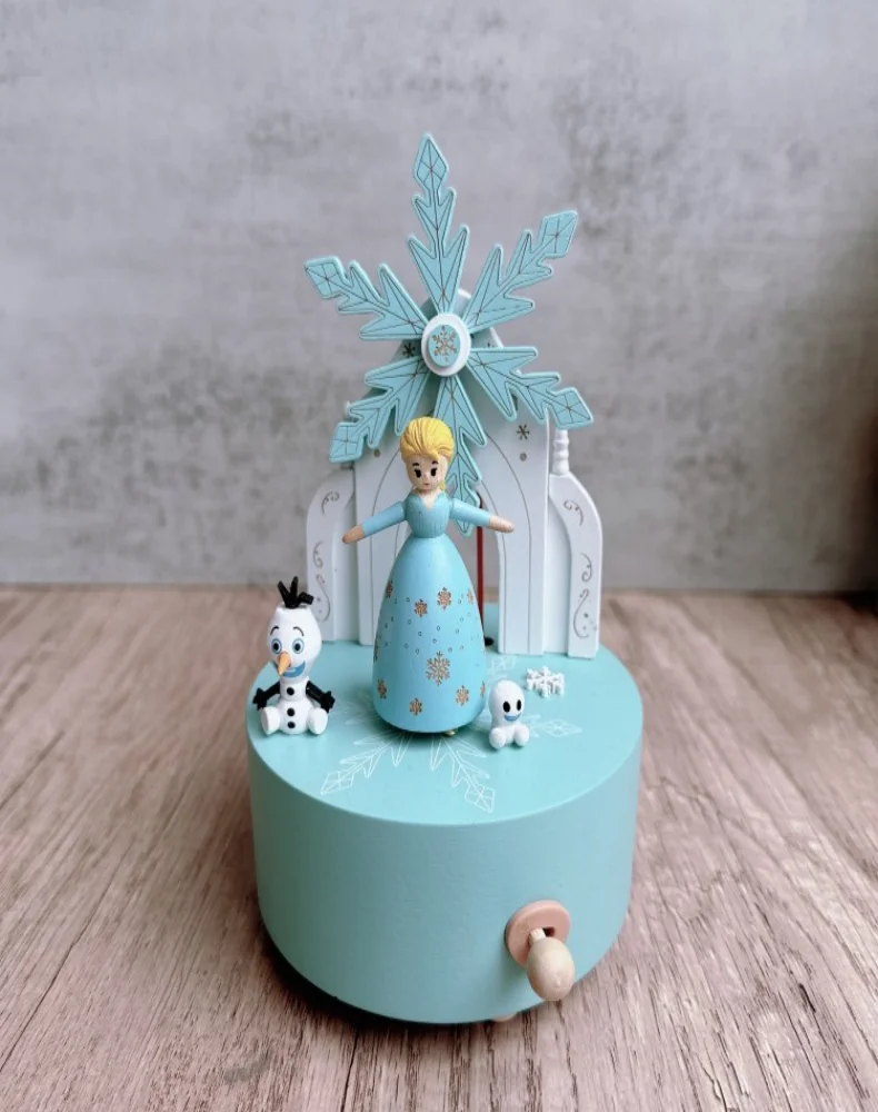 الأميرة ثلج ثمانية صندوق تشغيل الموسيقى طاحونة الدورية صندوق تشغيل الموسيقى خشبي المنزل سطح المكتب هدية مزخرفة الحرف الخشبية #6