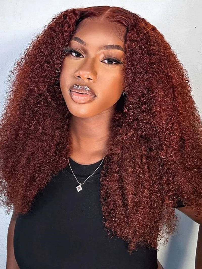 

28 Inch Deep Wave Frontal Wig 13x6 Hd Lace Reddish Brown Brazilian Virgin 13x4 Colored Deep Curly Human Hair HD Lace Frontal Wig