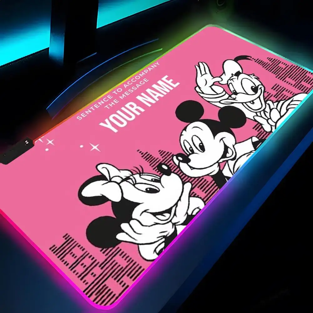 Disney Mickey Mouse Mouse Pad Rgb Xxl Laptop Mat Gaming Mousepad Backlit Keyboard Gamer Girl Table Pads Desk