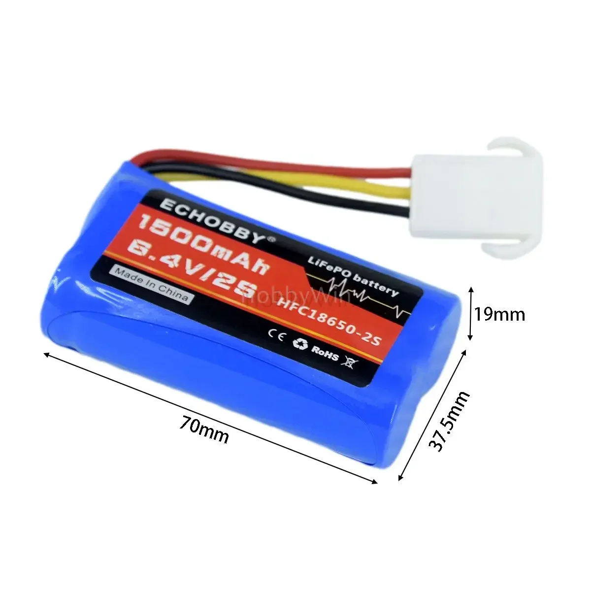 6.4V 2S 1500mAh LiFePO HFC18650 Battery EL4.5-3P Plug for RC Car Buggy Truck Boat