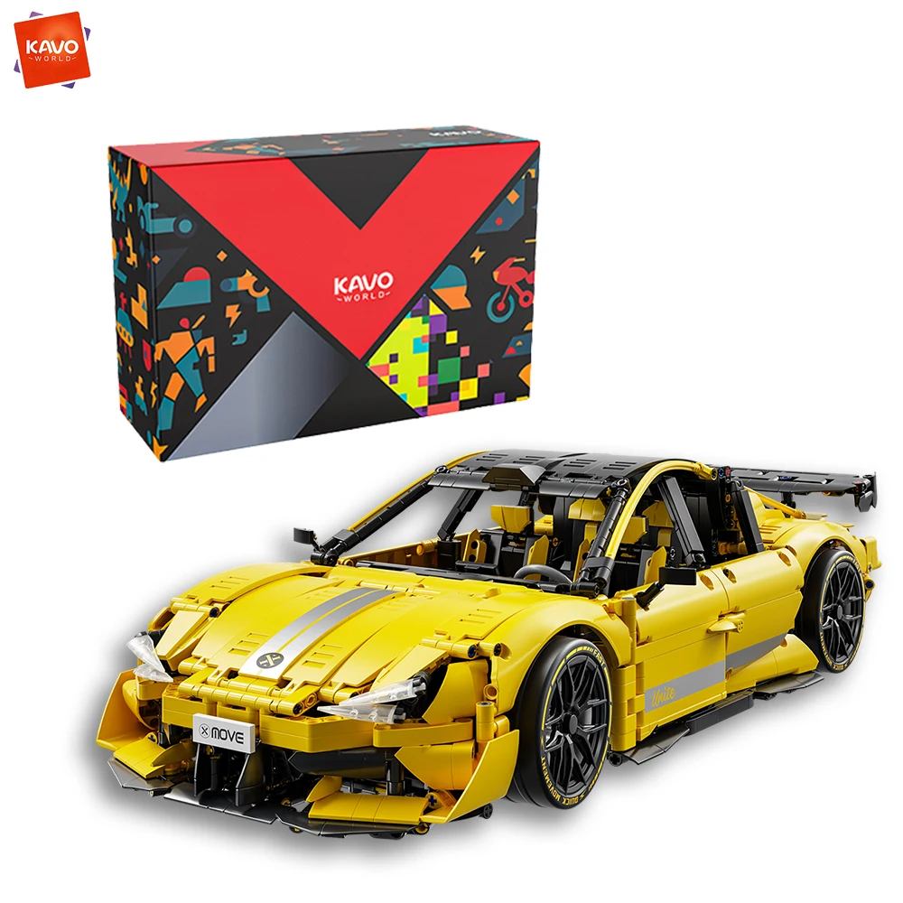 

Конструктор KAVOWORLD 2143 детали: Модель гоночного автомобиля 1:10, крупномасштабный желтый суперкар. Идеальный коллекционный подарок для автолюбителей.