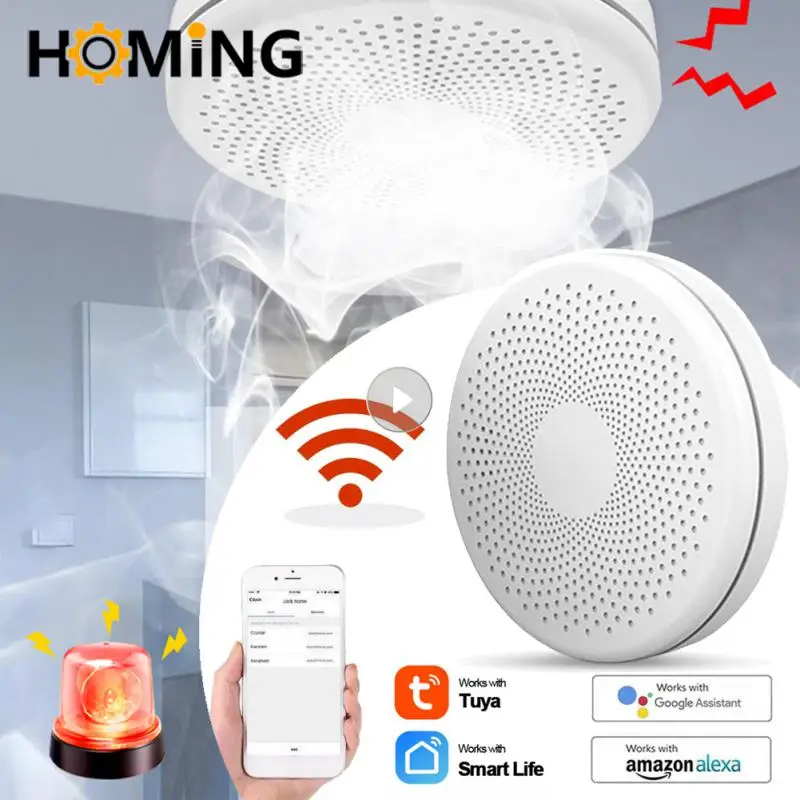 

Tuya WiFi Smoke Alarm Fire Protection Smoke Detector Smokehouse Combination Fire Alarm Smart Home Security System Firefighters