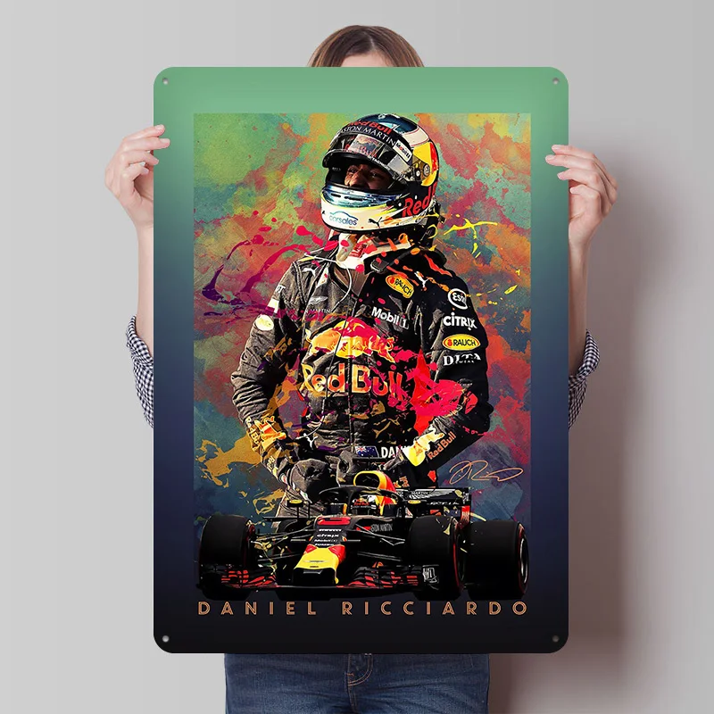 

Daniel Ricciardo Racing жестяная вывеска настенный художественный постер ретро винтажные металлические вывески для мужского украшения в виде пещеры роскошный домашний декор предметы комнаты