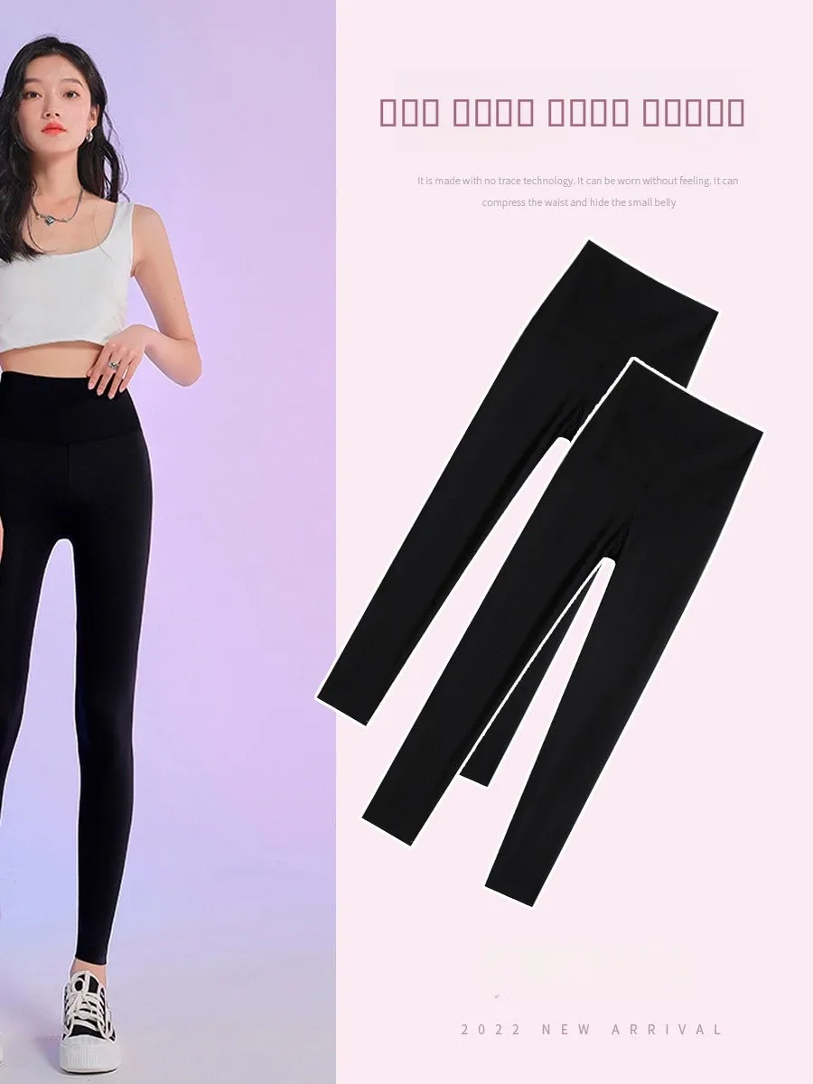 

Women's High-Waist Fce Lined Yoga Pants Tightening Butt a Slimming Sports Trousers Long Pants Nylon Spandex Blend