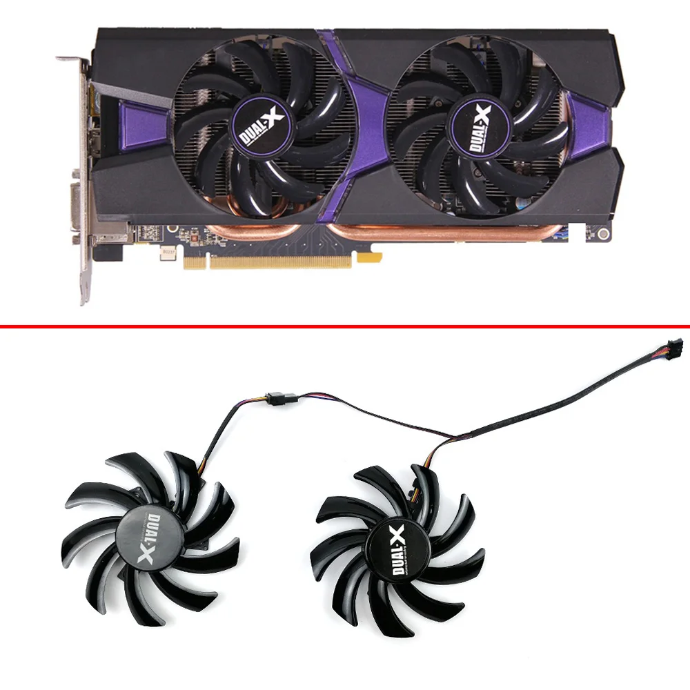 

2PCS FDC10H12S9-C DC 12V 0.45A 4Pin 85mm For Sapphire R9 270 280 280X 285 HD7850 7950 7970 Graphics Card Fan