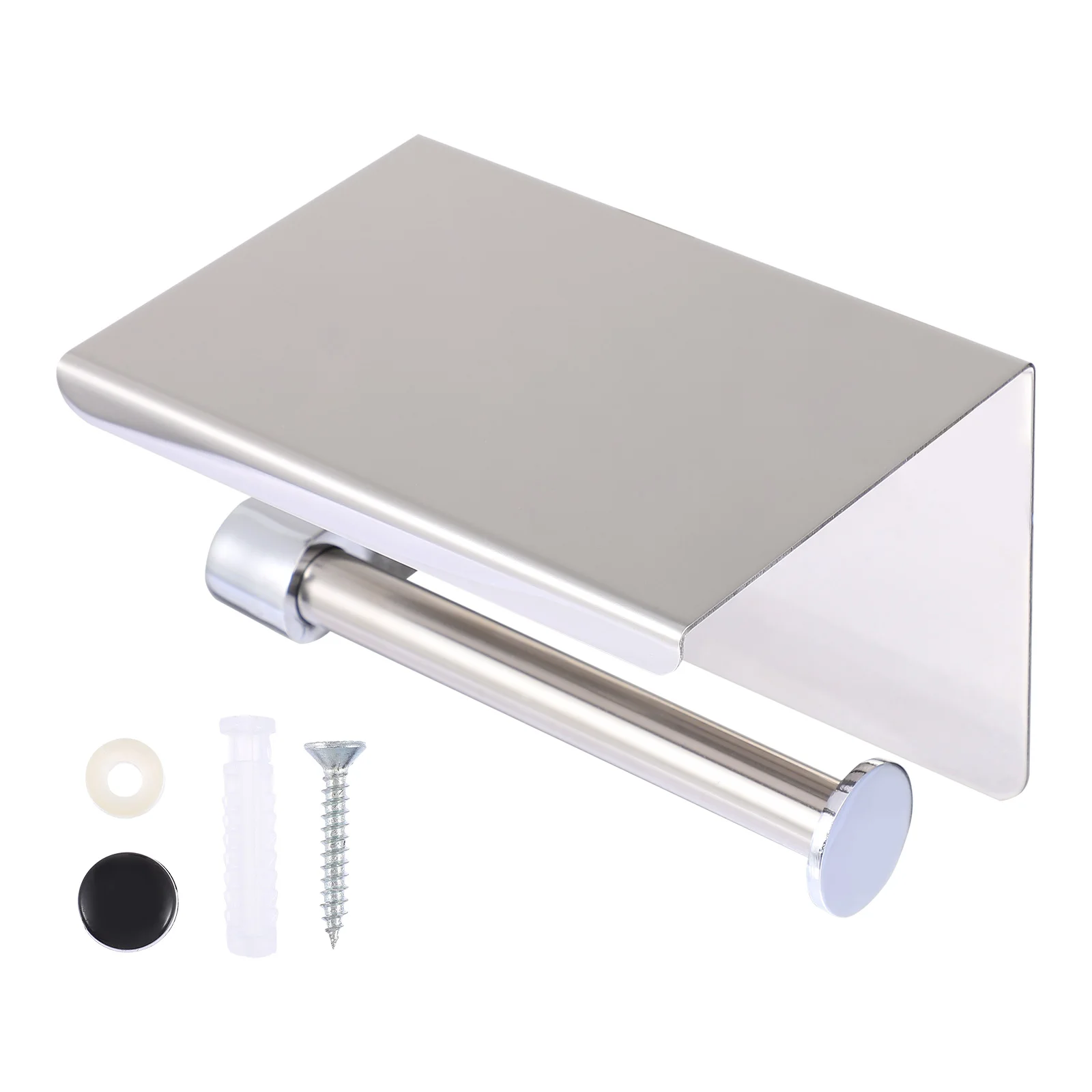 

1 set Stainless Steel Tissue Holder Phone Rack Shelf Easy Install Sticker Bathroom Holder Screws Paper Storage Stand