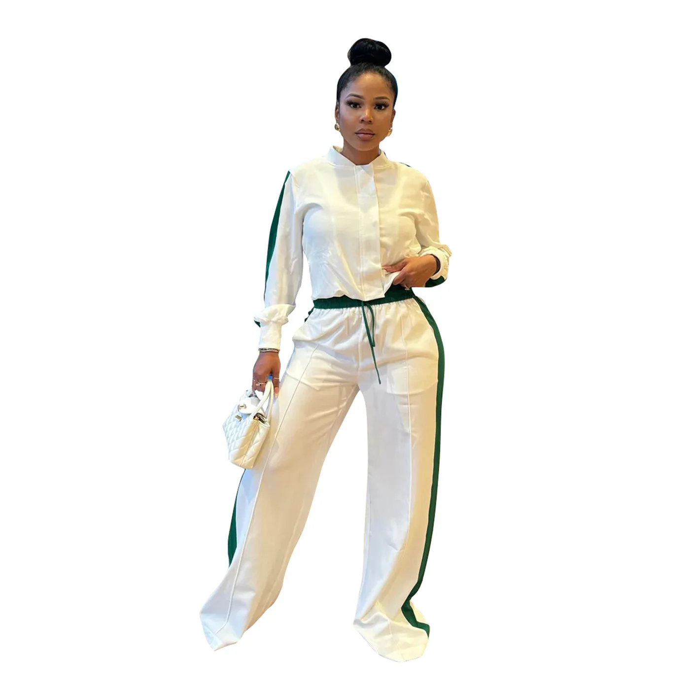 Female Streetwear Clothing Sports 2 Pieces Set for Woman Long Sleeve Crop and Long Pants Matching Suit
