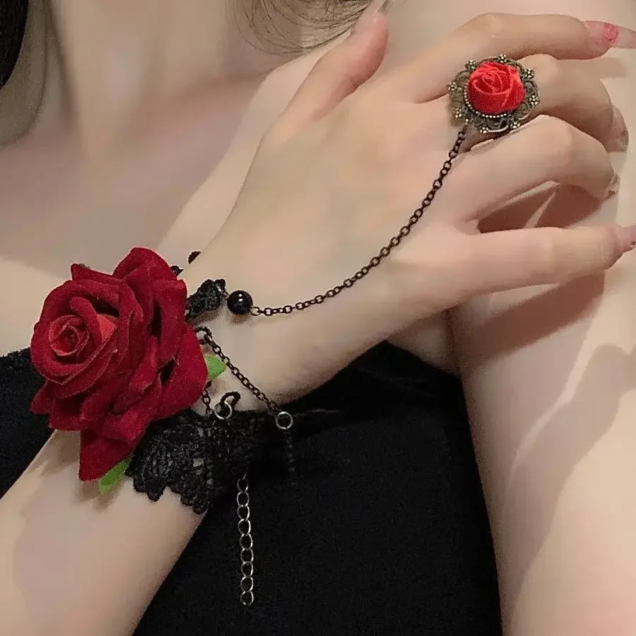 1 قطعة قفازات Steampunk النساء خمر المعصم الكفة والعتاد مجوهرات للبنات اكسسوارات أساور الفيكتوري زي الدانتيل Handwear قلادة