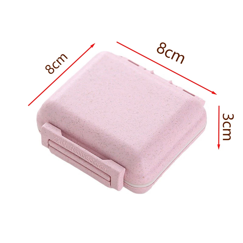 المحمولة القمح القش طبقة مزدوجة قفل ختم مقاوم للرطوبة 6-مقصورة صندوق دواء اللوحي المنظم حقيبة للتخزين