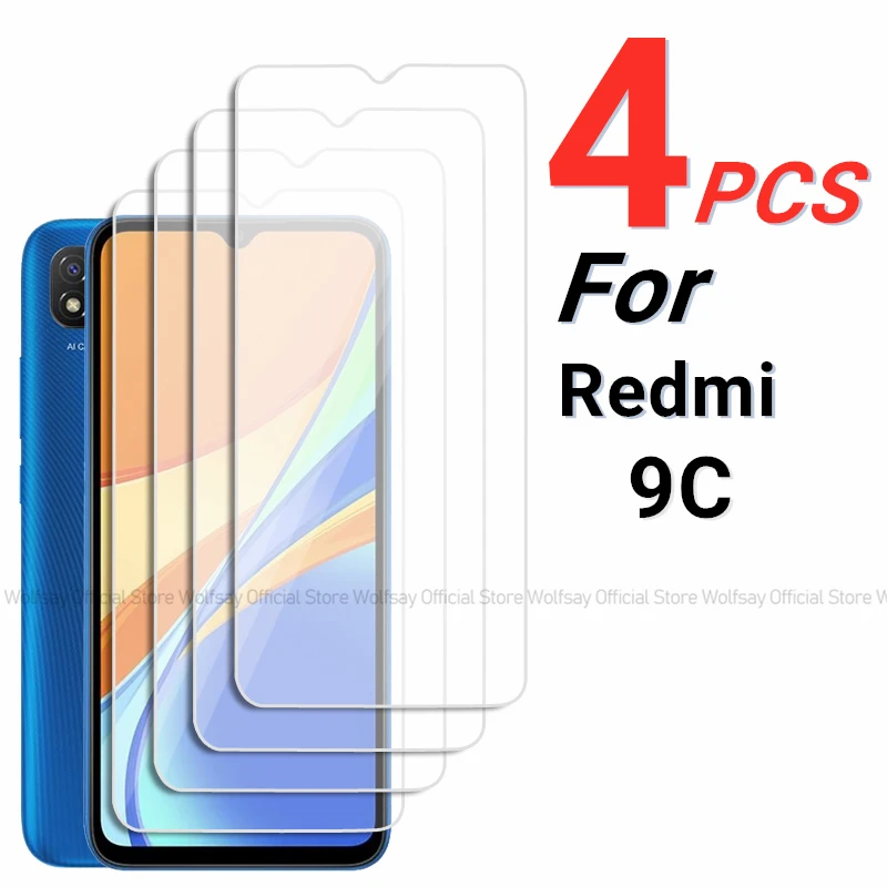 2/4PCS Screen Protector For Xiaomi Redmi 9C Tempered Glass Xiaomi Redmi 9C Full Glue Cover Phone Glass Film For Xiaomi Redmi 9C