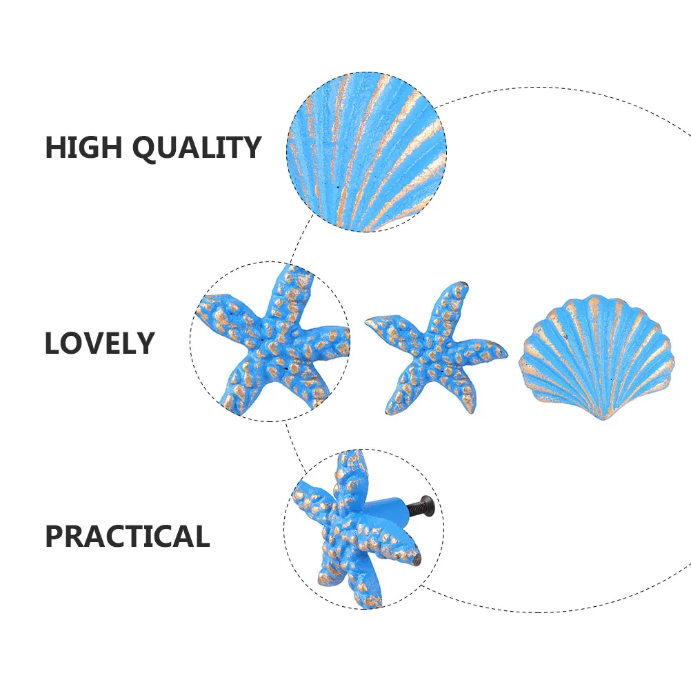 

2 Pcs Kids Ocean Wind Pulls Hands Closet Wardrobe Seashell Drawer Nautical Iron Mediterranean Door Handles