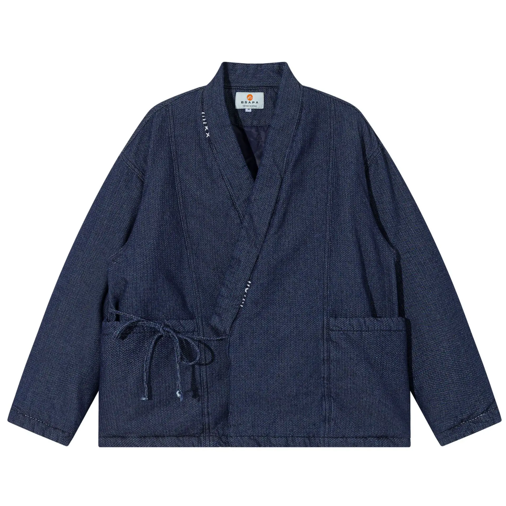 

Ретро зимняя утепленная хлопковая куртка для мужчин, свободная джинсовая рабочая куртка в городском стиле, удлиненная, с воротником-стойкой