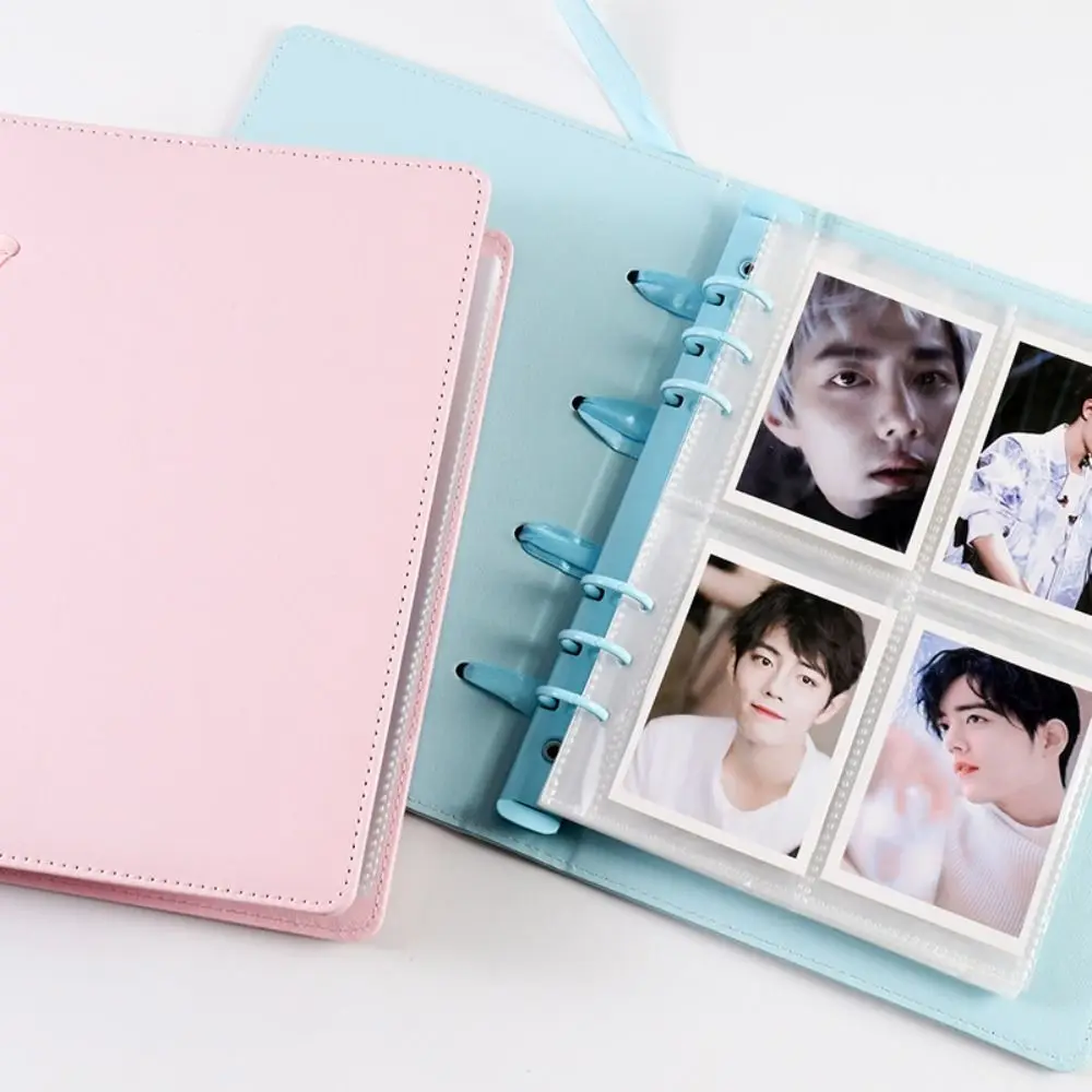 Pure Color A5 Binder Album K-Pop Star PU Leather Bow Decor Photocard Holder Scrap Album. Starchaser