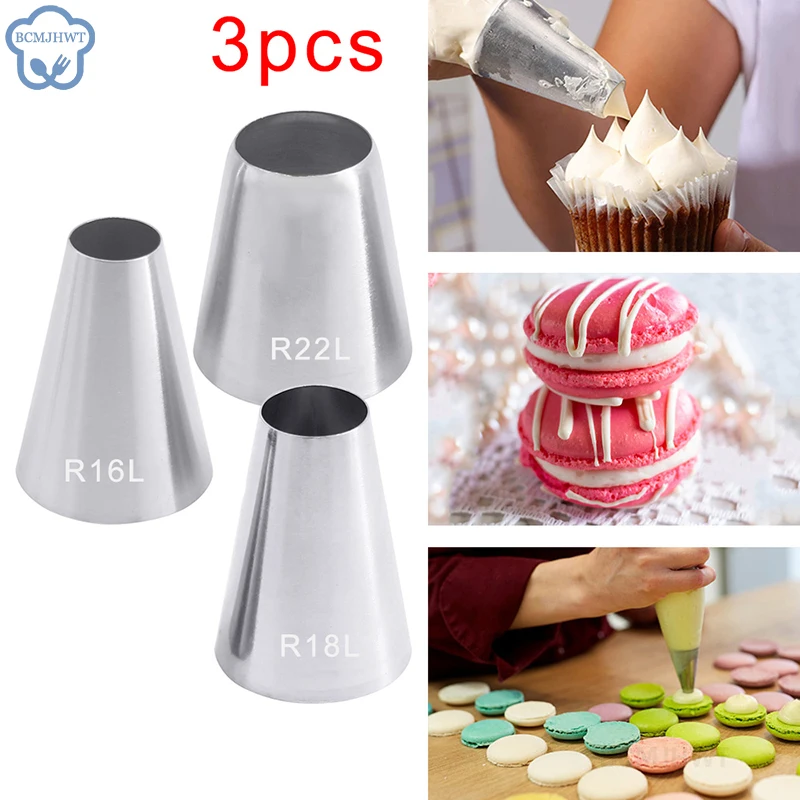 1/3PCS Round Reusable Icing Piping Nozzles Pastry Bag Scraper Flower Cream Tips Converter Baking Cup DIY Cake Decorating Tools