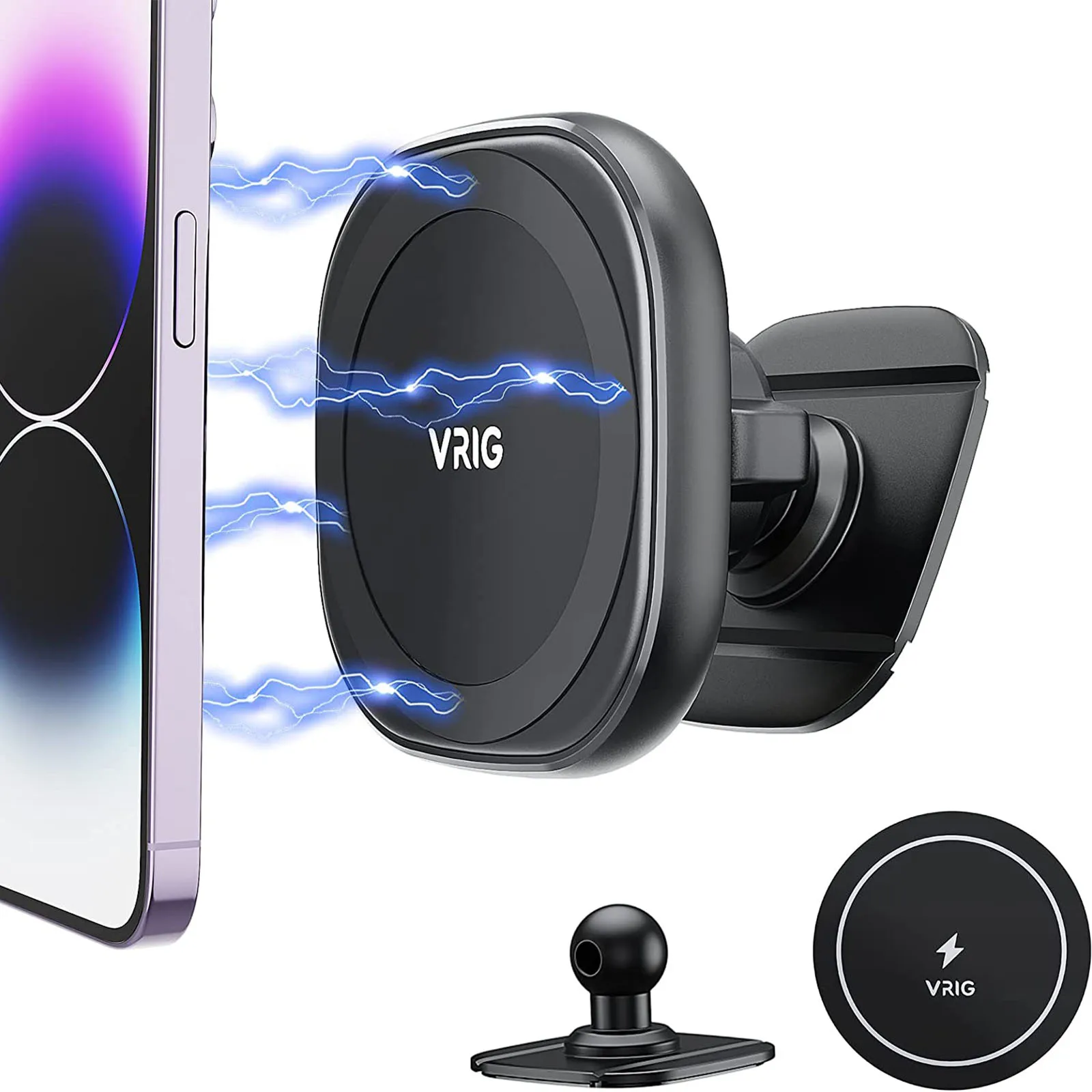 

VRIG MG-06 Strong Pasting Magnetic Phone Holder for Car Easily Install 15N Strong Magnets for iPhone 14 13 12 HUAWEI Samsung