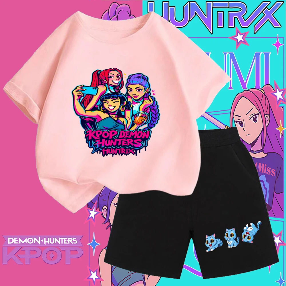 مجموعة تي شيرت برسومات Kpop Demon Hunters Huntrix "I AM OK" للأطفال، نمط ملابس الشارع K - تي شيرت مستوحى من البوب للأطفال