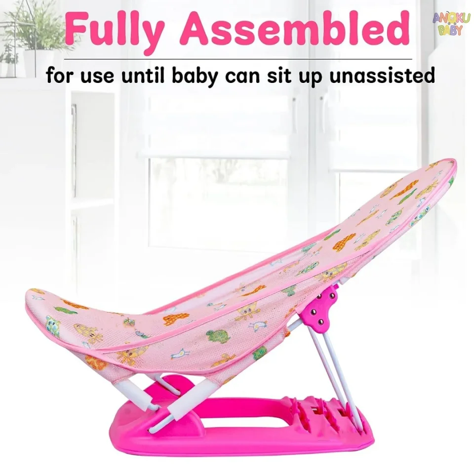 2in1 Baby Bath Seat Foldaway 3 Position Bather Anti-Slip Baby Beach Chair fit 0-6 Months up to 10kg Toddler Tub Chair for Sink view 5