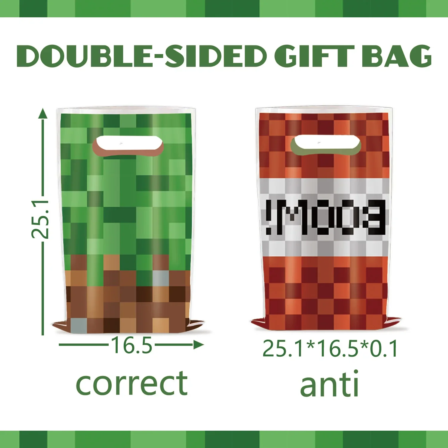 10-30 stuks Mine Craft-thema verjaardagscadeautasjes, plastic snoep-schatzakjes met handvatten, geschikt voor feestfavoren en weggeefcadeaus