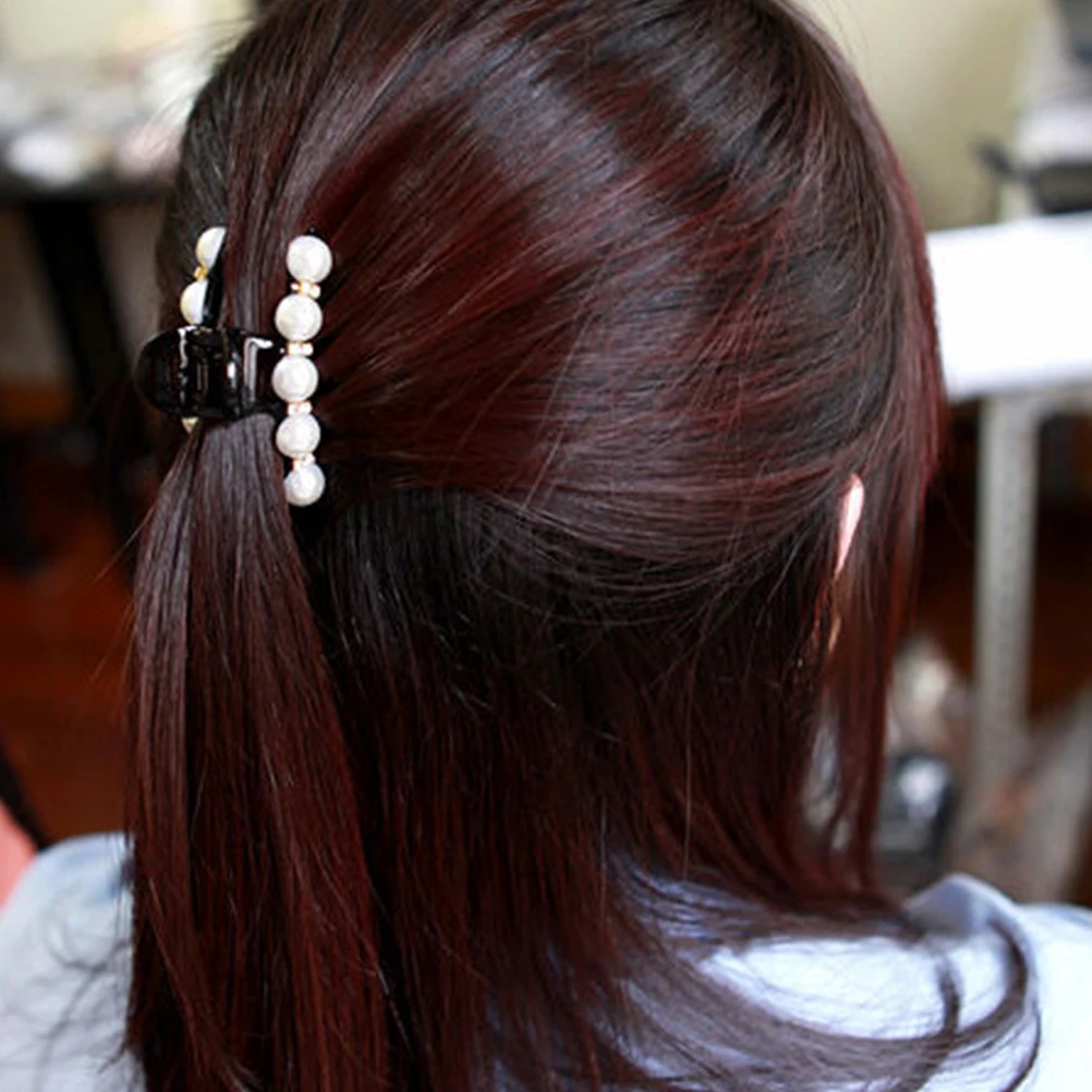 

4pcs Pearl Claw Clips Hairgrip Barrettes Catch Barrette Hair Pins Styling Tool Plastic Quality Teen Girls Women