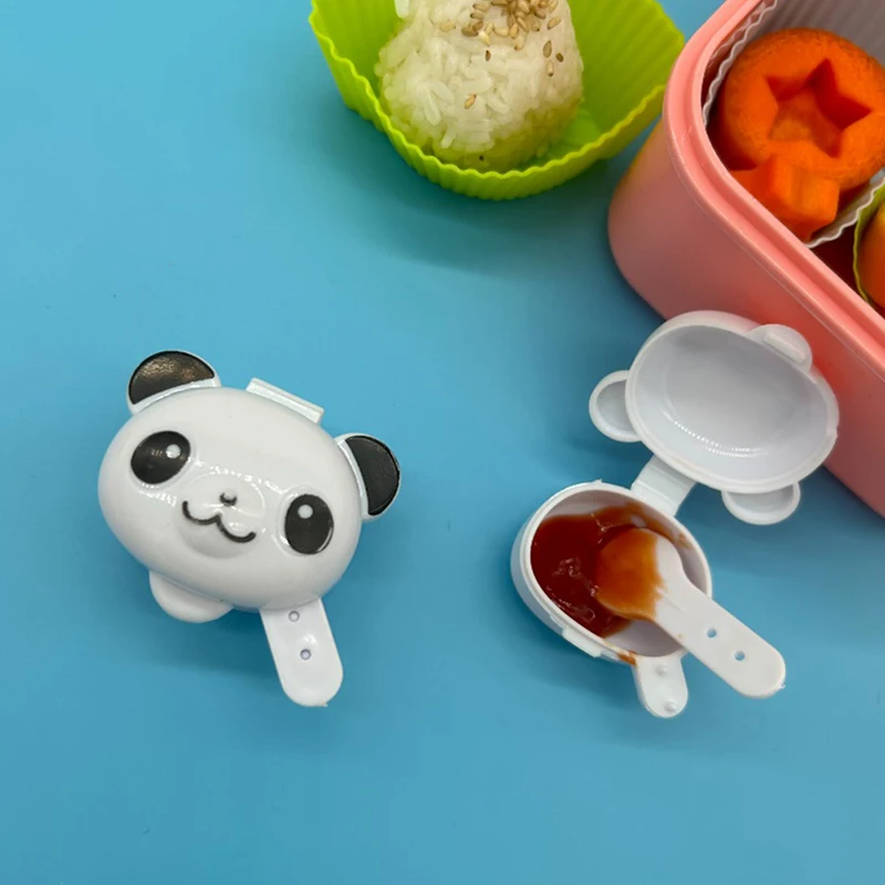 

2pcs/set Mini Cute Pattern Sauce Box Squeeze Bottle Cartoon Tomato Honey Condiment Container For Kids Lunch Box Accessories