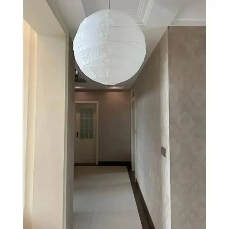 Lanterne sphérique blanche de 30 cm/12 pouces, de forme irrégulière, abat-jour suspendu en papier de riz de style japonais vintage