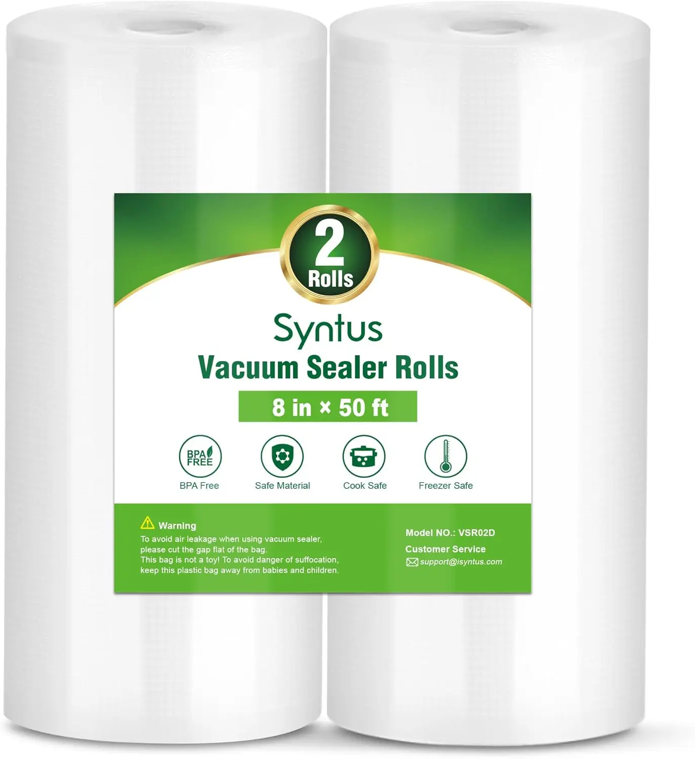 

Commercial Grade Vacuum Sealer Bags, 2 Rolls 8" x 50' BPA Free Food Storage for Meal Prep & Sous Vide