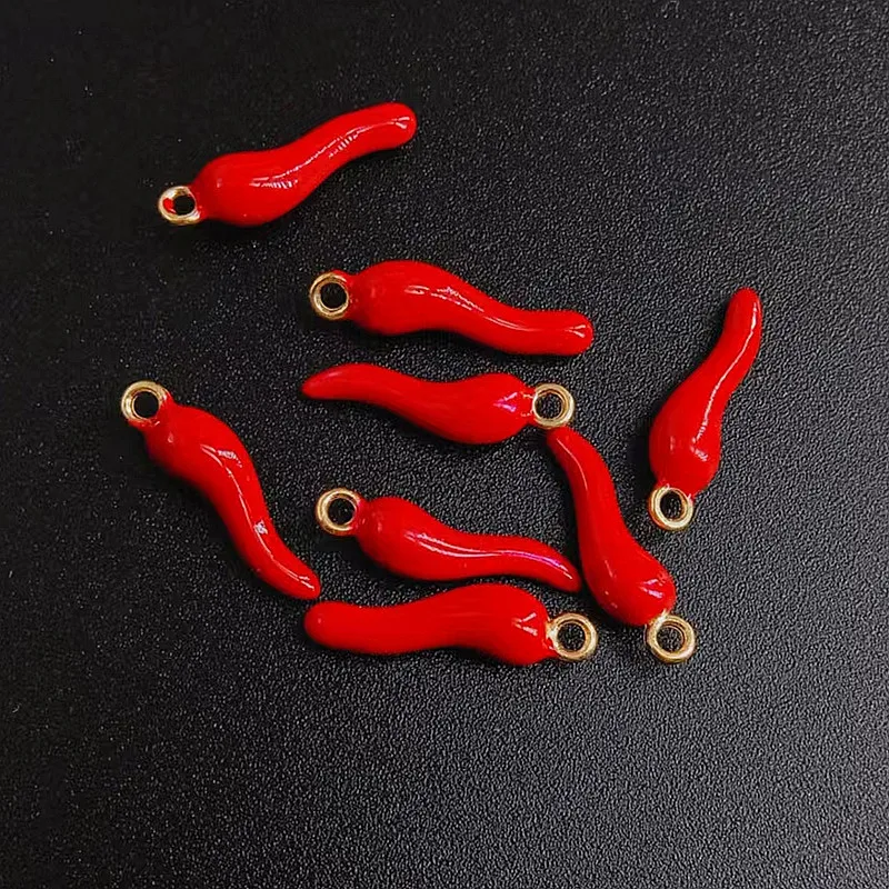 10pcs 20*5mm Chili Horn Charm Alloy Talisman DIY Jewelry Accessories Craft Lucky Pendant Making Vegetabal Charms