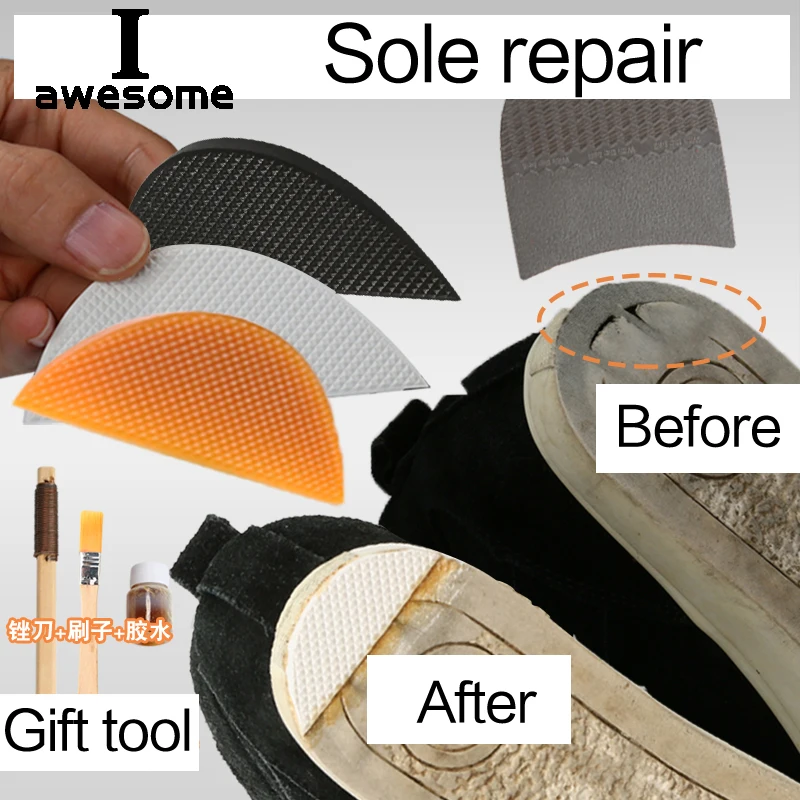 1 Pair DIY Replacement Shoe Soles Rubber Heel Anti Slip Repair Outsole Soft Flat Thicken Elastic Rubber Protector For Men Women