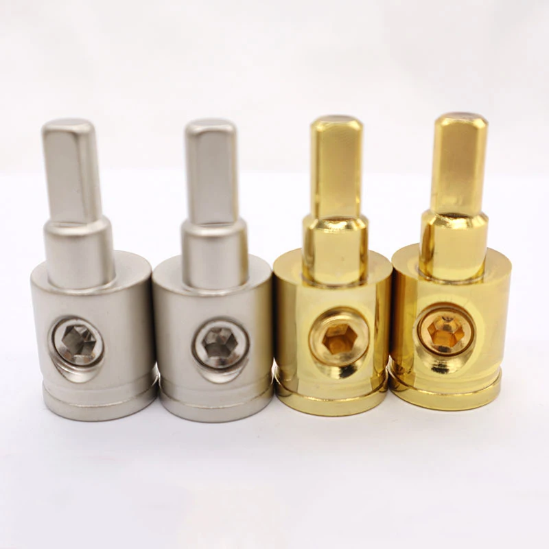 

1/2PCS New Pure Copper Car Audio Connector 0GA 4GA 8GA Gold Silver Audio Amp Input Adapter Power Ground Wire Terminal