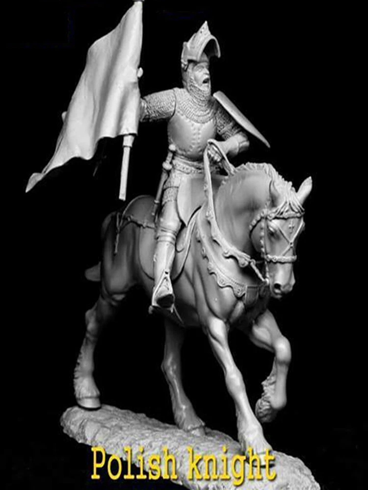 

Unassambled 1/32 54mm ancient Polish Knight Early 15 Cent 54 MM Resin figure miniature model kits Unpainted