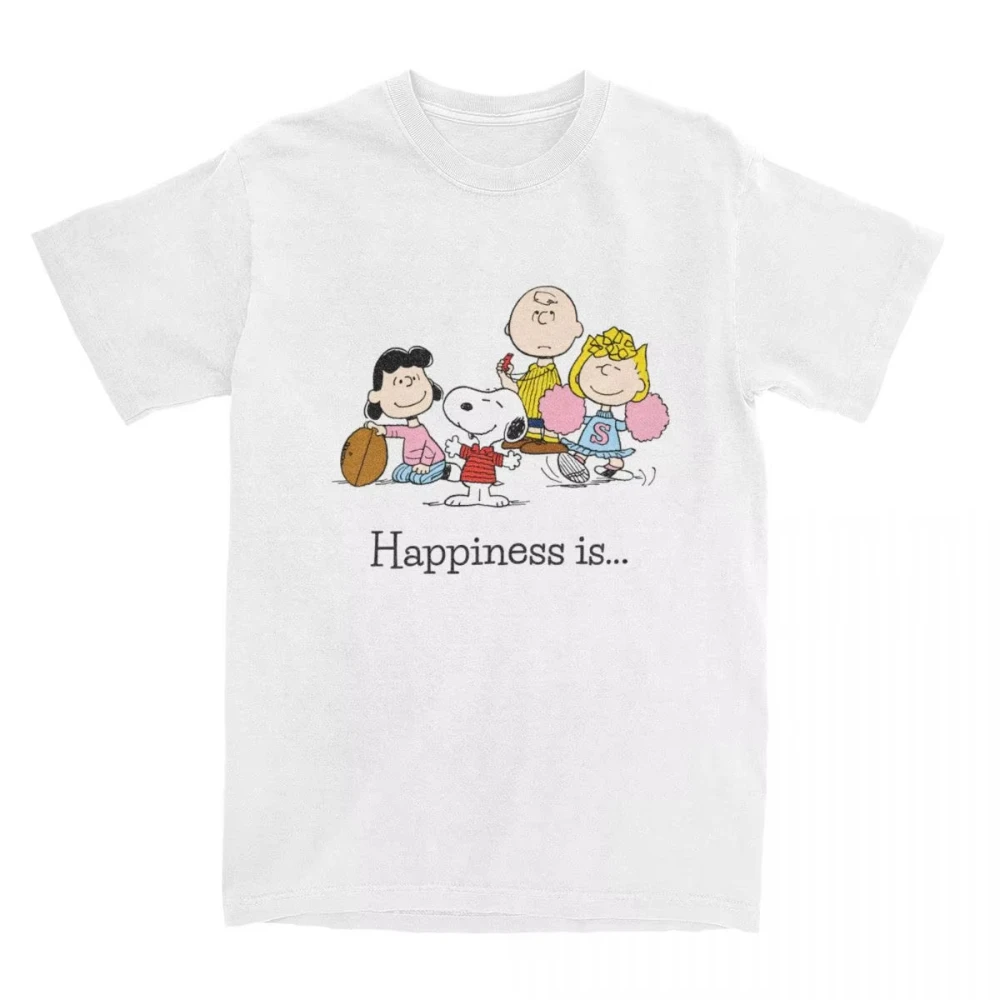 Camiseta MINISO Humorus Peanuts Snoopy y Charlie Brown para hombres y mujeres, camiseta de cómic de dibujos animados bonitos de algodón, ropa estampada para hombre