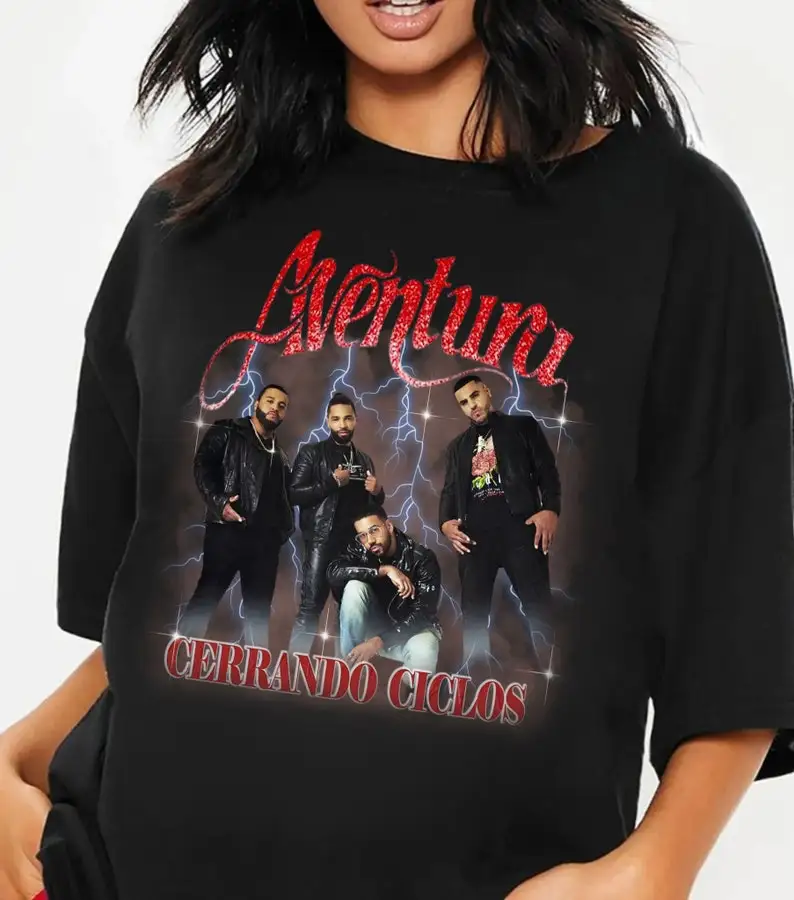 เสื้อยืด2024ลาย Aventura Tour cerrando ciclos เสื้อยืดกราฟิกสำหรับทั้งชายและหญิงเสื้อคอนเสิร์ตอเวนทูร่า