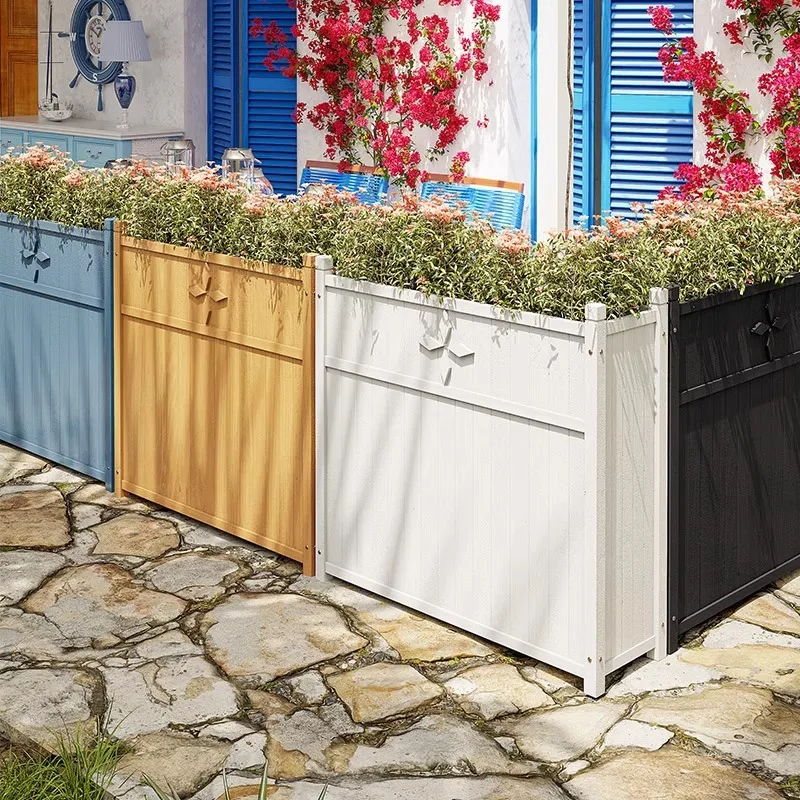Antiseptic wood flower box fence yard rectangular flower stand outdoor fence wooden partition outdoor combination external