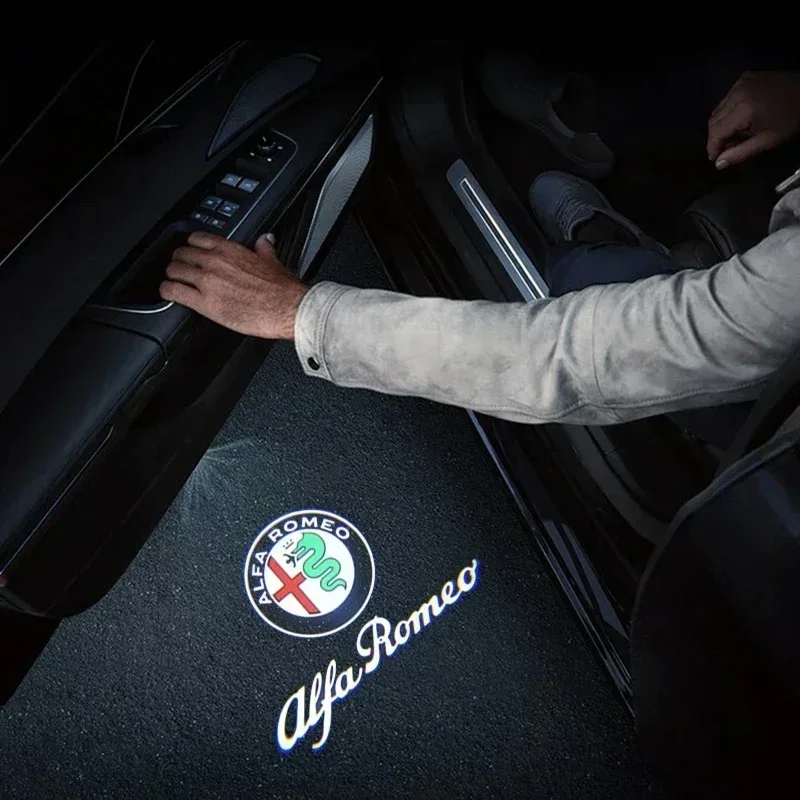 For Alfa Romeo 159 166 GT Giulia Mito Giulietta Stelvio Brera Ghost Shadow Door Logo Projector Lights Welcome Lights Accessories