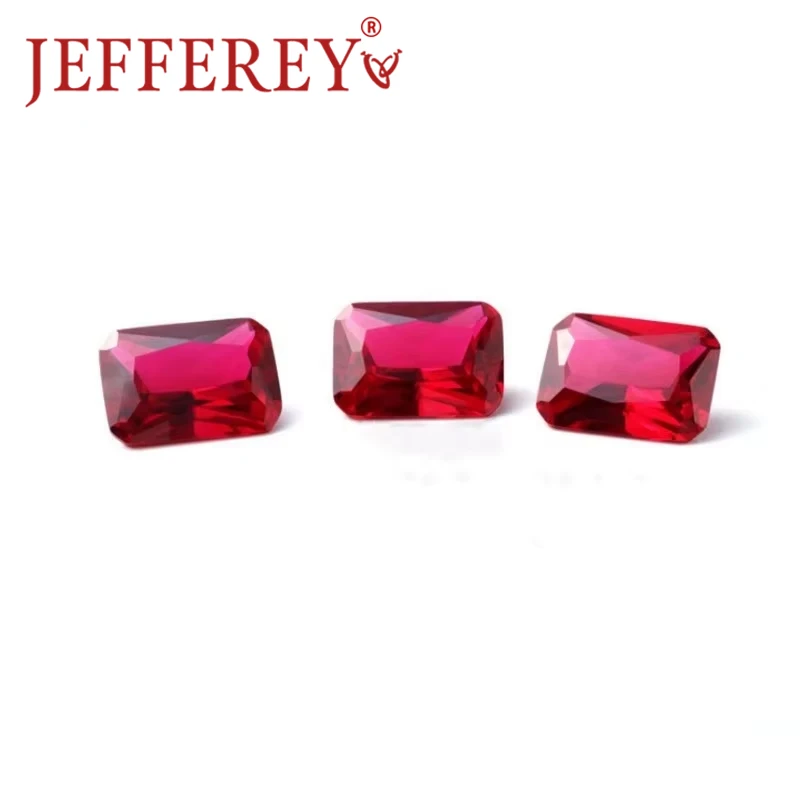 8A Natural Ruby Faceted Octagon Princess Cut Lab Grown Gems 4X6mm-13x18mm Red Loose Stone Gemstone for Jewelry Making