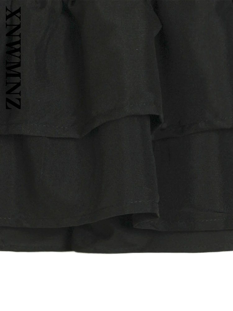 XNWMNZ 2025 novedad de verano, falda con volantes para fiesta a la moda para mujer, ropa elegante para mujer, falda acampanada escalonada, mini leopardo Sexy