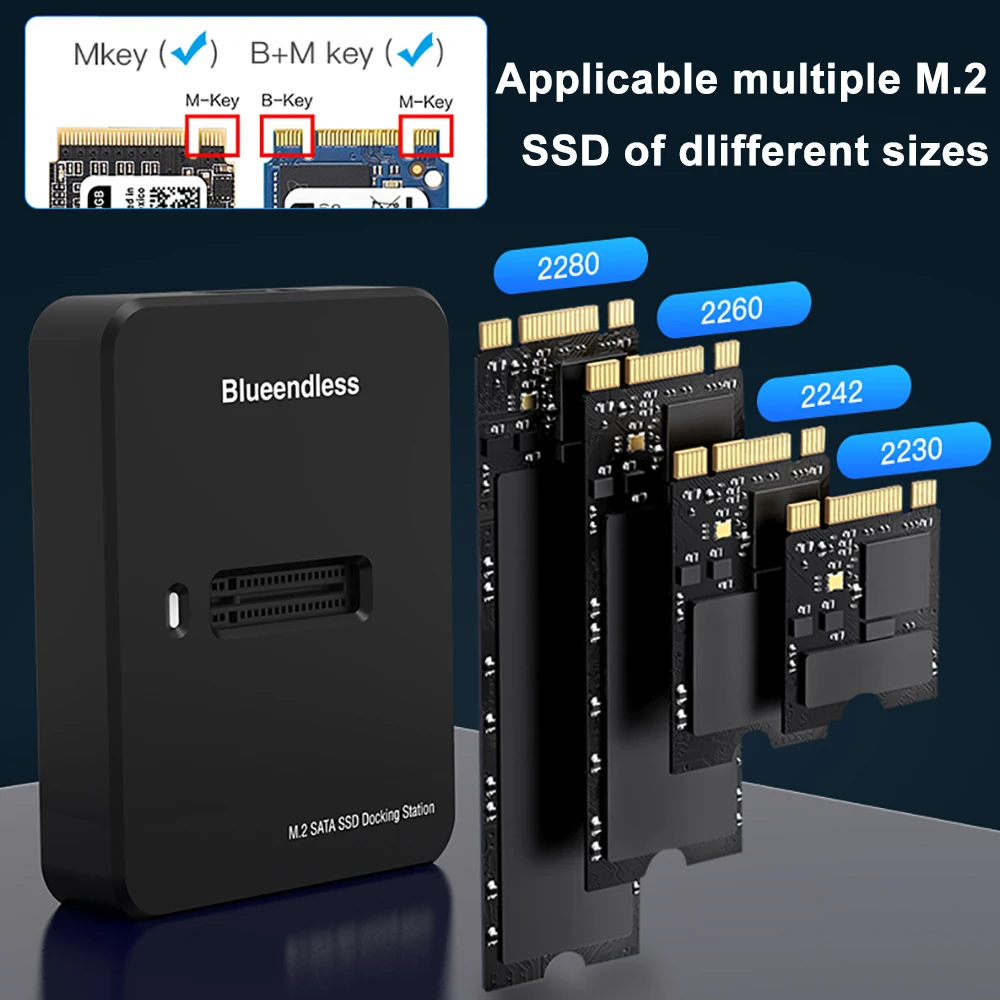 Dual Protocol M.2 NVME SATA SSD Docking Station Base External SSD Hard Disk Enclosure 10G Online Reading Writing Speed SSD Case