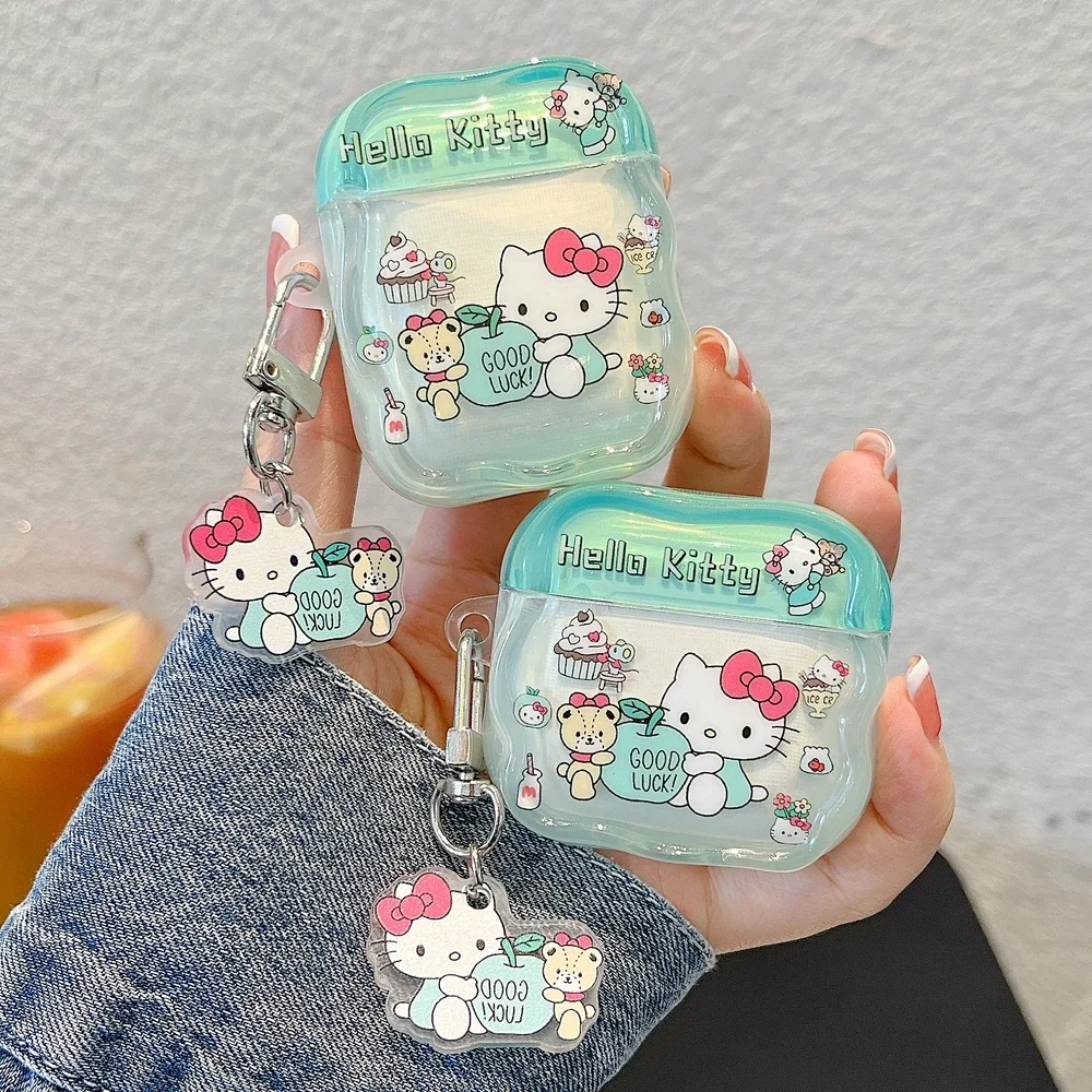 

Cute Hello Kitty Earphone Case For Airpods 4 Pro3 Pro 2 1 2 3 Wireless Bluetooth Headset Protective Cover With KeyChain