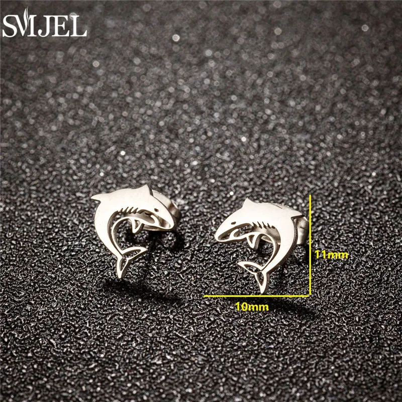 SMJEL Mini Stainless Steel Animal Stud Earrings for Women Dinosaur Eagle Shark Horse Lizard Earings Piercing Jewelry Xmas Gifts
