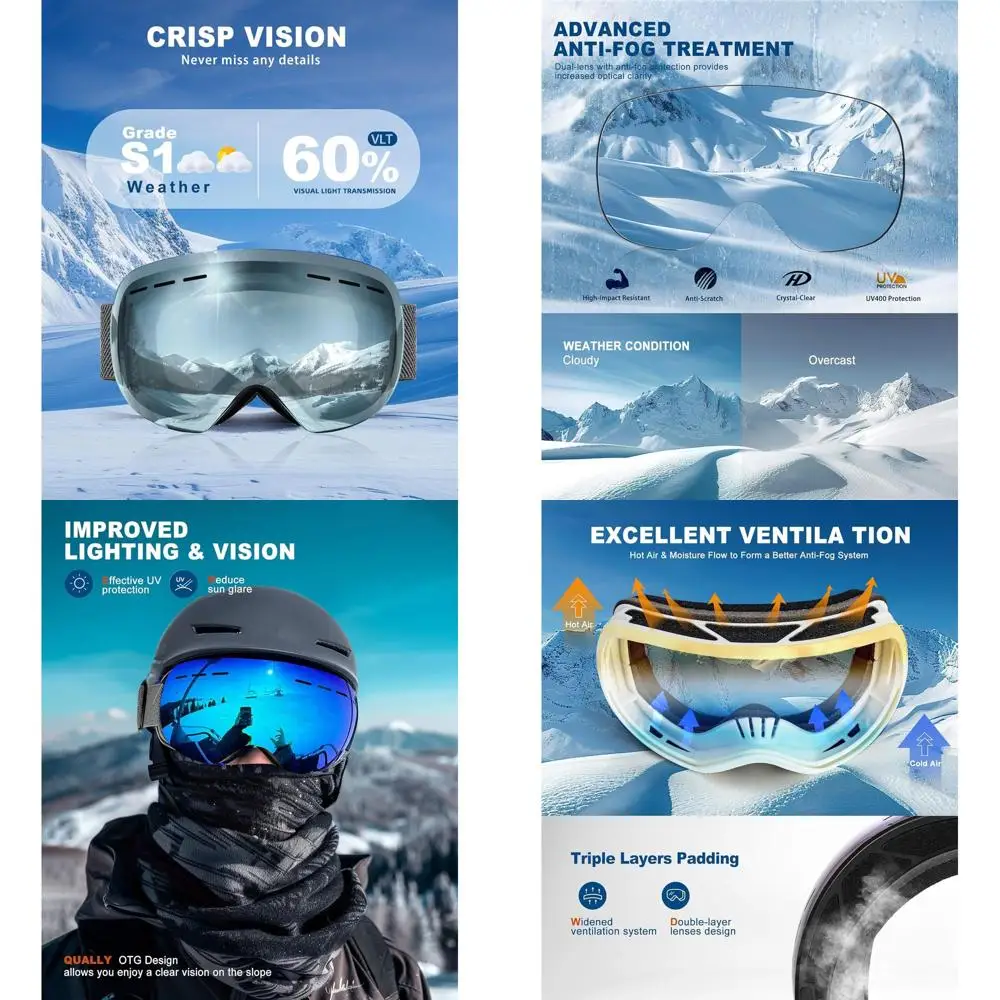 

Универсальные лыжные очки с 100% защитой от ультрафиолета для мужчин и женщин