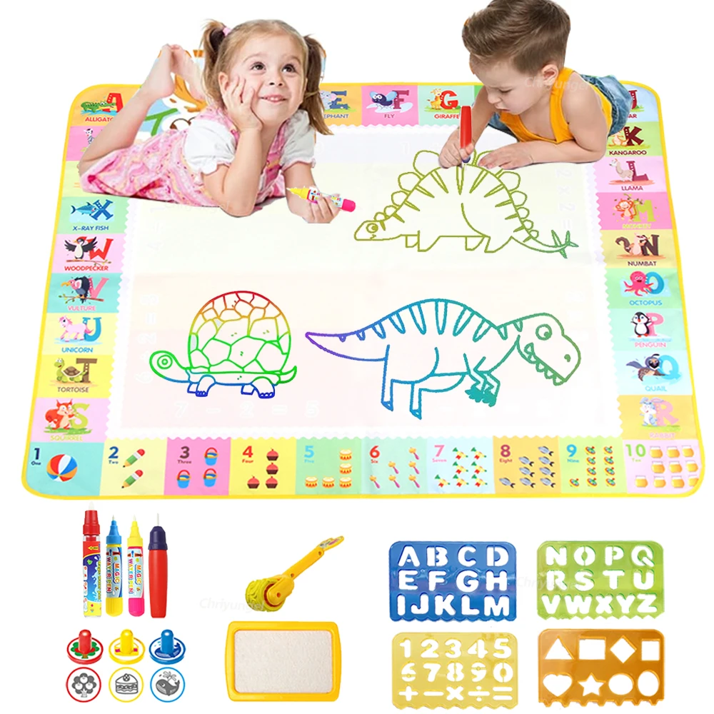 Conjunto de tapete de desenho de água mágico reutilizável doodle pintura placa tapete montessori brinquedos educativos para crianças presentes, vários tamanhos