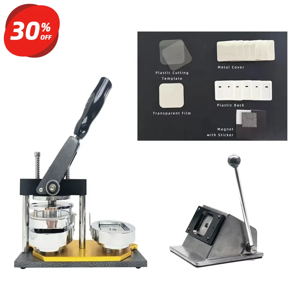 Square 2*2 Inch Badge Making Machine Magnet Making Machine+Cutter +150 Pcs Fridge Magnet Material