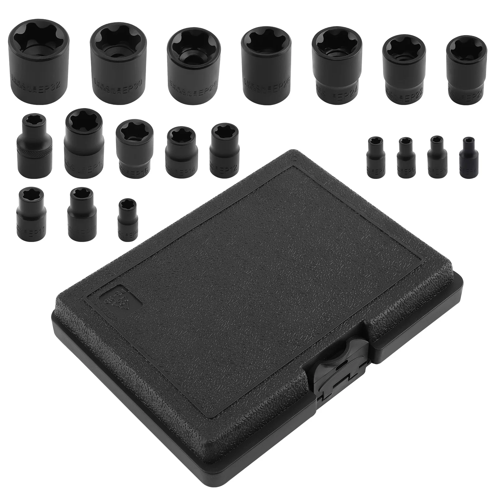 

19X External Plus Socket Set 6 Point EP Socket 1/2'' drive EP26 EP28 EP30 EP32