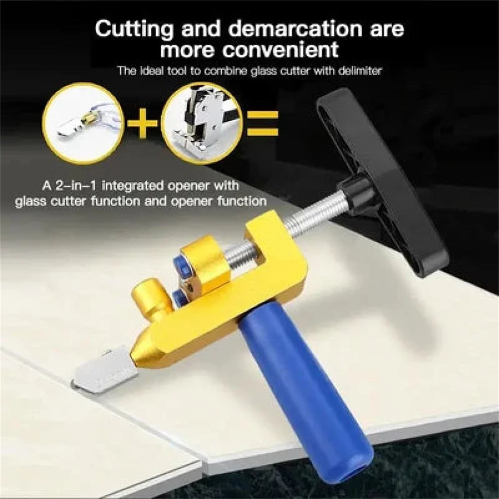 Professional 2 in 1 Ceramic and Glass Tile Cutter, Portable Construction Hand Tool, Diamond Glass Cutter Set for Tile Cutting