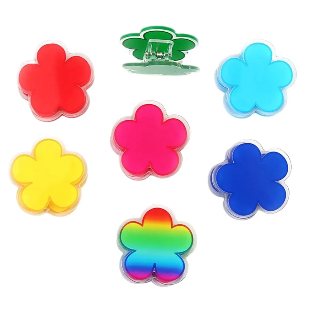 7pcs Cute Flower Acrylic Clips Reusable Kitchen Bag Seals Food Sealing Clips Multifunctional Grip Fastening Tools For