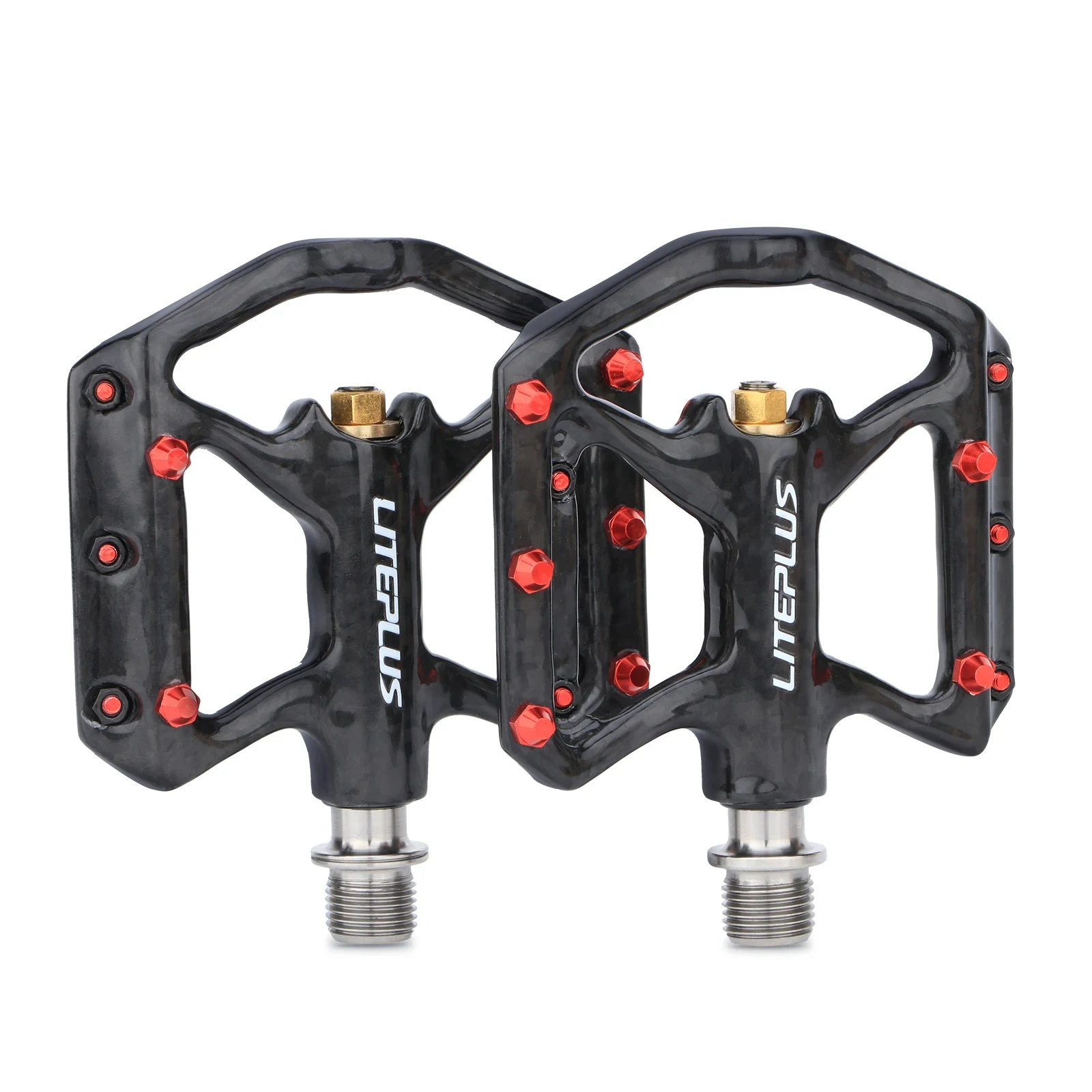 NewWholesale Mountain Bike Ordinary Pedal Carbon Fiber Sealed Bearing Ultralight Bicycle Pedal with Titanium Axle