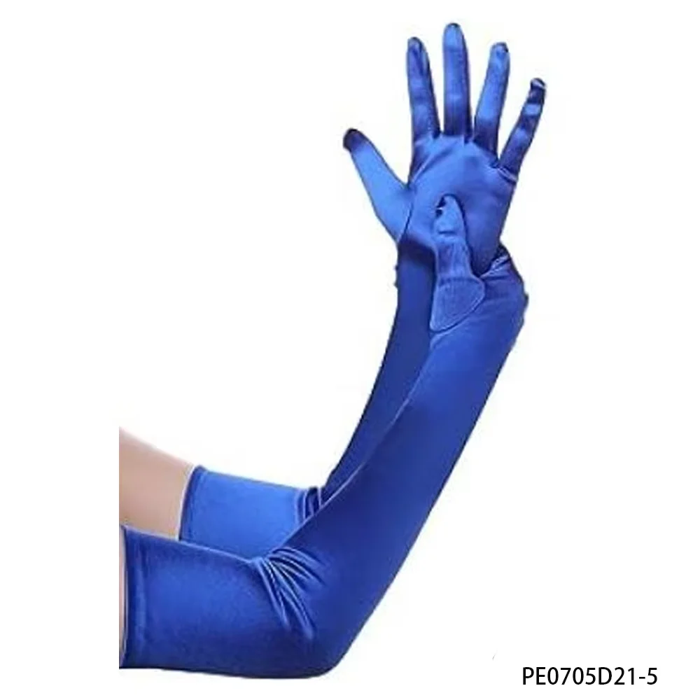 PESENAR Luvas longas de cetim azul estilo 1920 para fantasia de flapper e acessório vintage Gatsby