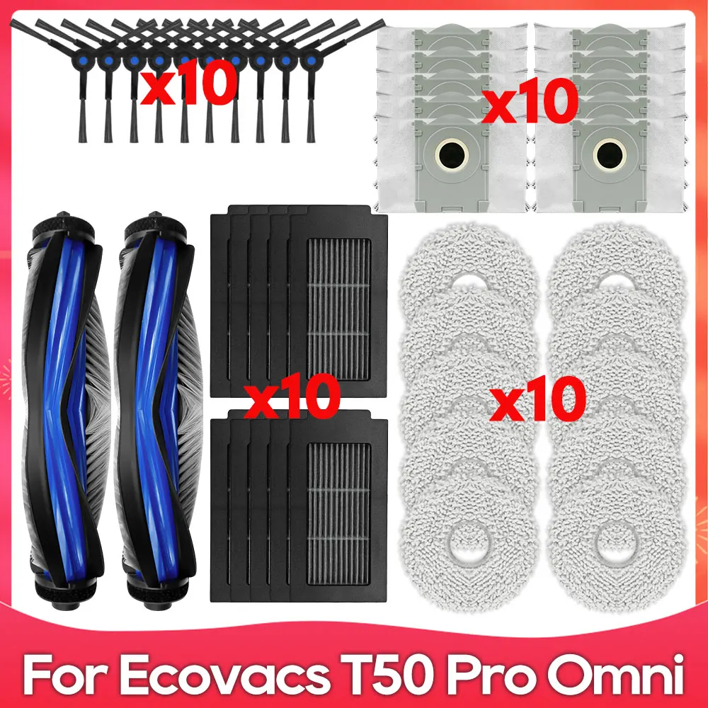 

Compatible For ( Ecovacs Debot T50 Pro Omni ) Main Side Brush Filter Mop Dust Bag Brush Cover Dust Box Parts Accessories Kit